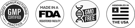 GMP Certified, FDA Registered Facility, GMO Free, Assembled in the USA