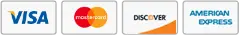 Accepted payment methods: Visa, Mastercard, Discover, American Express